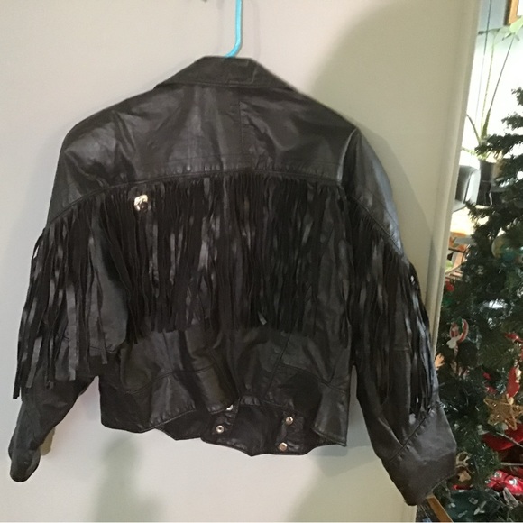 Ocean West leather tassel jacket Canadian made. - Picture 2 of 3